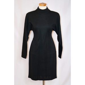 New - Nina Patrick - Vintage Black Wool/Knit Dress